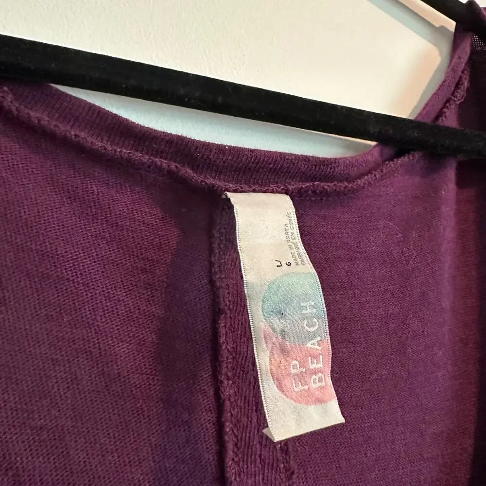 Free People Beach Audrina Maxi Dress Size Large Cut Out Back Purple Short Sleeve
